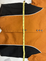 New Women’s Cumberland Orange Black Short Sleeev Crop Button Up Small TT-107 