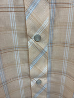 New Men’s ELY Cattleman Orange Plaid Long Sleeve Pearl Snap Large AA-113