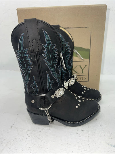 New Children’s Black Smoky Mountain Cowboy Boots. 3283 C 8.5 8 1/2 R. 24-32