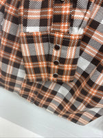 New Men’s Panhandle Slim Orange Brown Plaid Long Sleeve Pearl Snap Small J-65