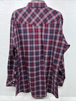 New Men’s White Horse Red Navy Blue Plaid Long Sleeve Pearl Snap XL H-78