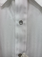 New Men’s ELY Cattleman White Designed Long Sleeve Pearl Snap 19.5 X 36 3XL T-47