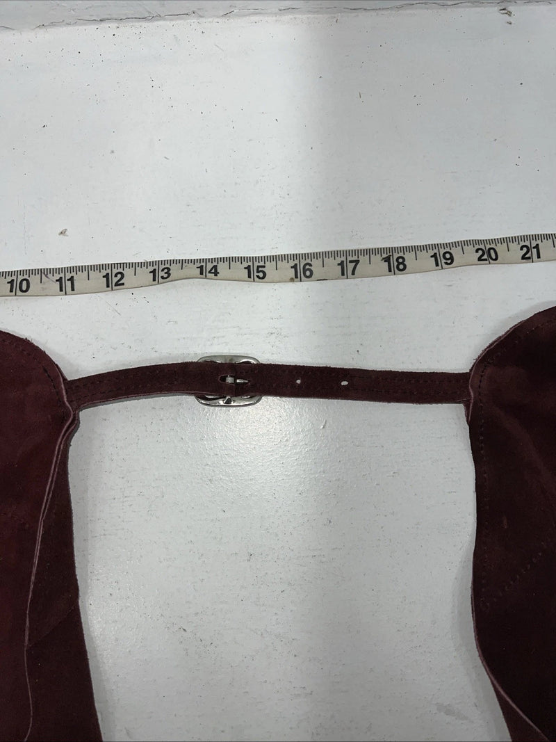 New Burgundy Congress Leather Show Chaps Adjustable Waist 31” N-23