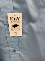 New Men’s ELY Cattleman Blue Short Sleeve Pearl Snap 18.5 X 35 2XL CC-12