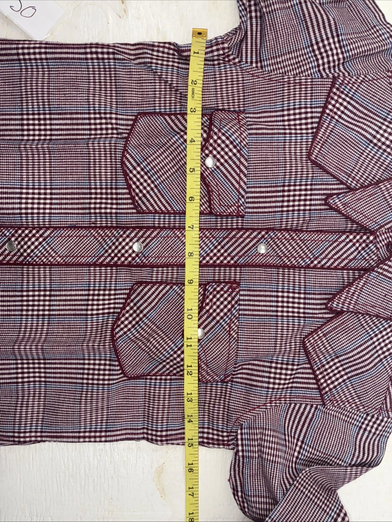 New Kids Champion Western Red Plaid Long Sleeve Pearl Snap Size 6 DD-50