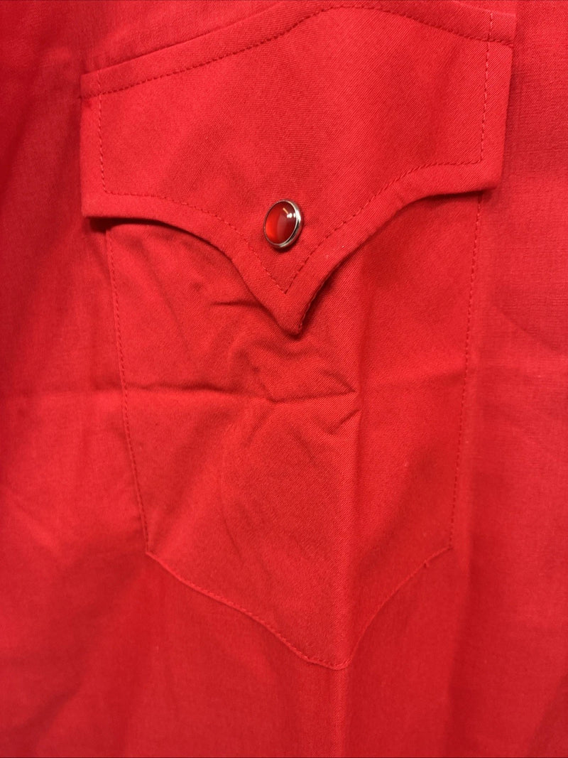 New Men’s ELY Cattleman Western Red Short Sleeve Pearl Snap 18 2XL X-7