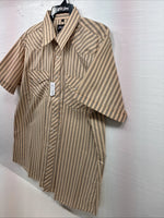 New Men’s White Horse Yellow Black Stripe Short Sleeve Pearl Snap XL T-10
