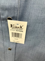New Men’s ELY Cattleman Blue Embroidered Short Sleeve Pearl Snap 2XL F-82