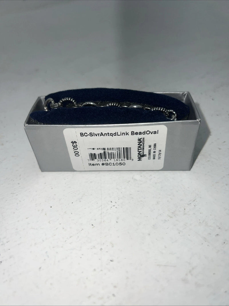 New Women’s Montana Silversmiths Silver Beaded Oval Bracelet. BC1050 A-1