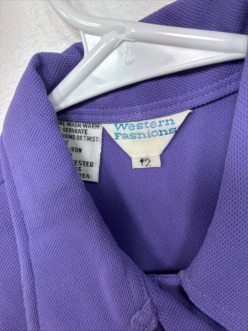 New Women’s Western Fashion Purple Long Sleeve Button Up Size 12 MM-71