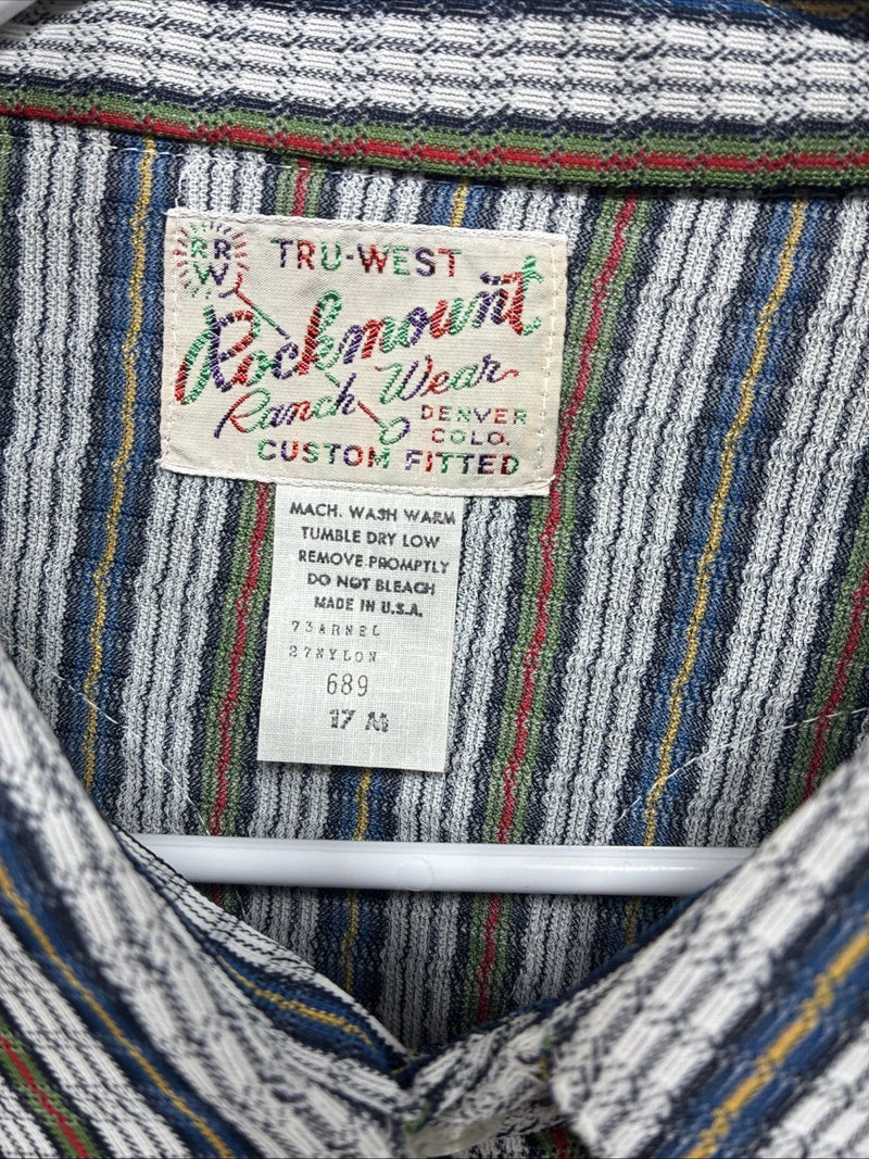 New Men’s RocketMount multicolor Stripe Long Sleeve Pearl Snap XL M-61