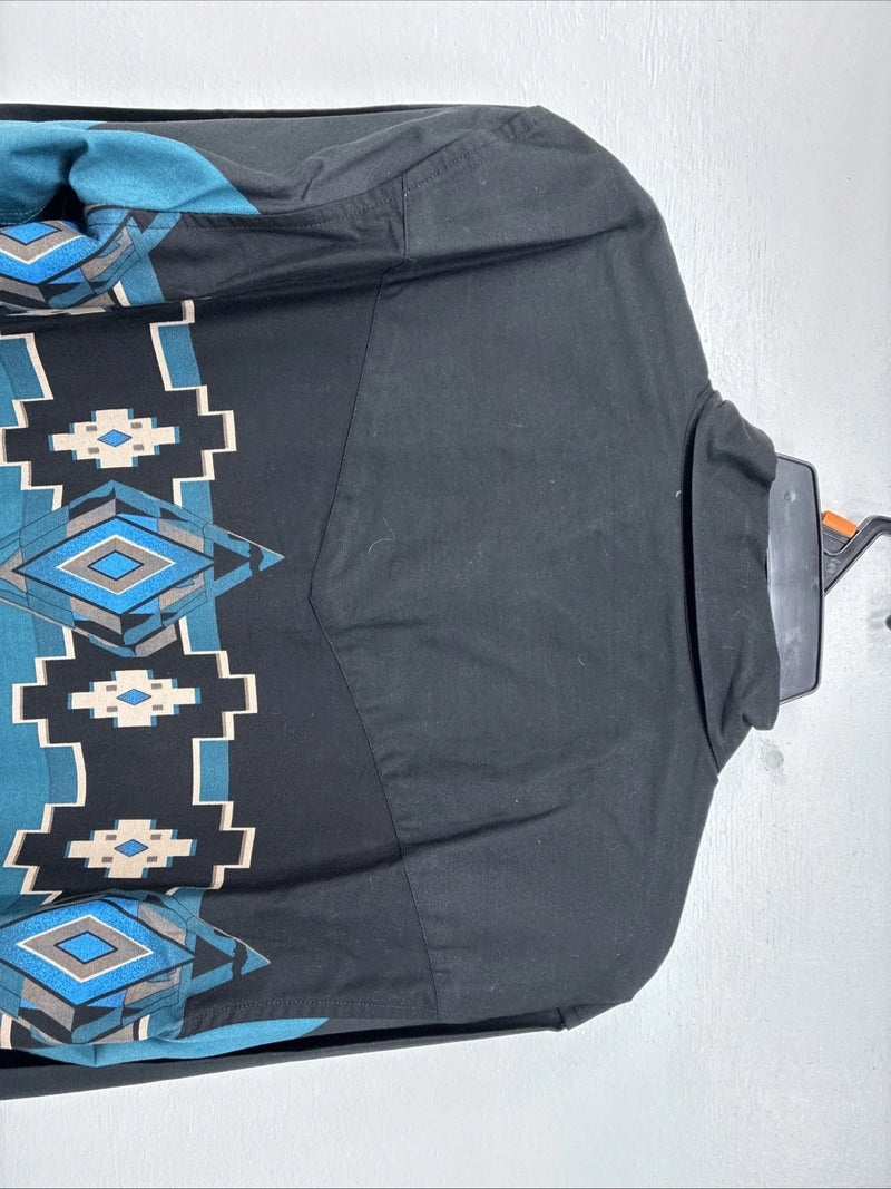 New Women’s Cumberland Black Blue Long Sleeve Button Up Medium TT-25