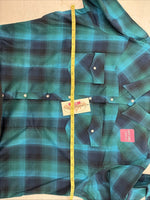 New Women’s Cumberland Blue Plaid Long Sleeve Pearl Snap 3XL Plus DD-15