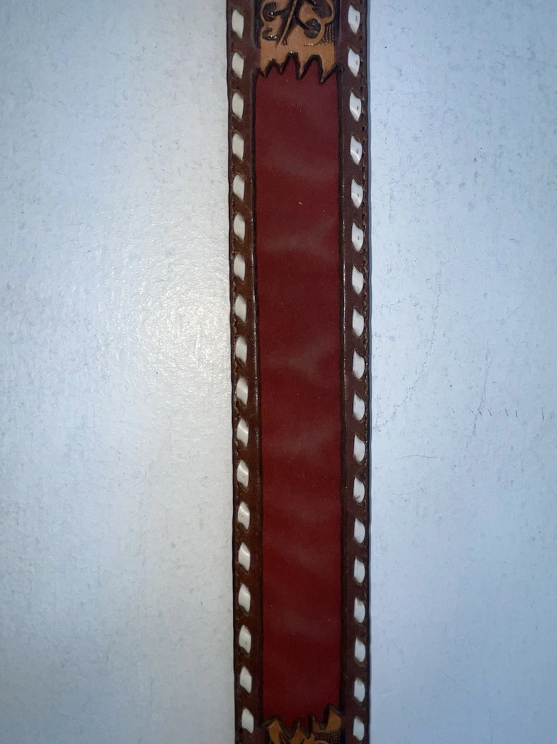 New Brown Genuine Leather Longhorn Tooled 32” Belt #82828 Z-93