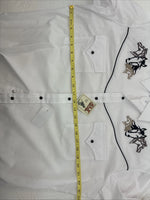New Men’s ELY Cattleman White Horse Design Long Sleeve Pearl Snap Large X-23