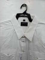 New Men’s White Horse White Short Sleeve Pearl Snap 4XL E-101