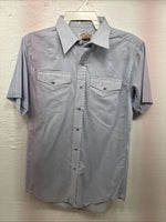 New Men’s Texas Sage Blue Short Sleeve Pearl Snap 16.5 Large Q-82