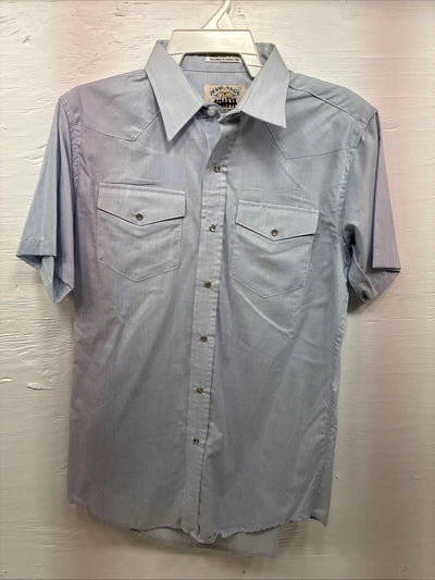 New Men’s Texas Sage Blue Short Sleeve Pearl Snap 16.5 Large Q-82
