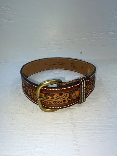 New Brown Genuine Leather Perkies Tooled 20” Belt #601 NN-68