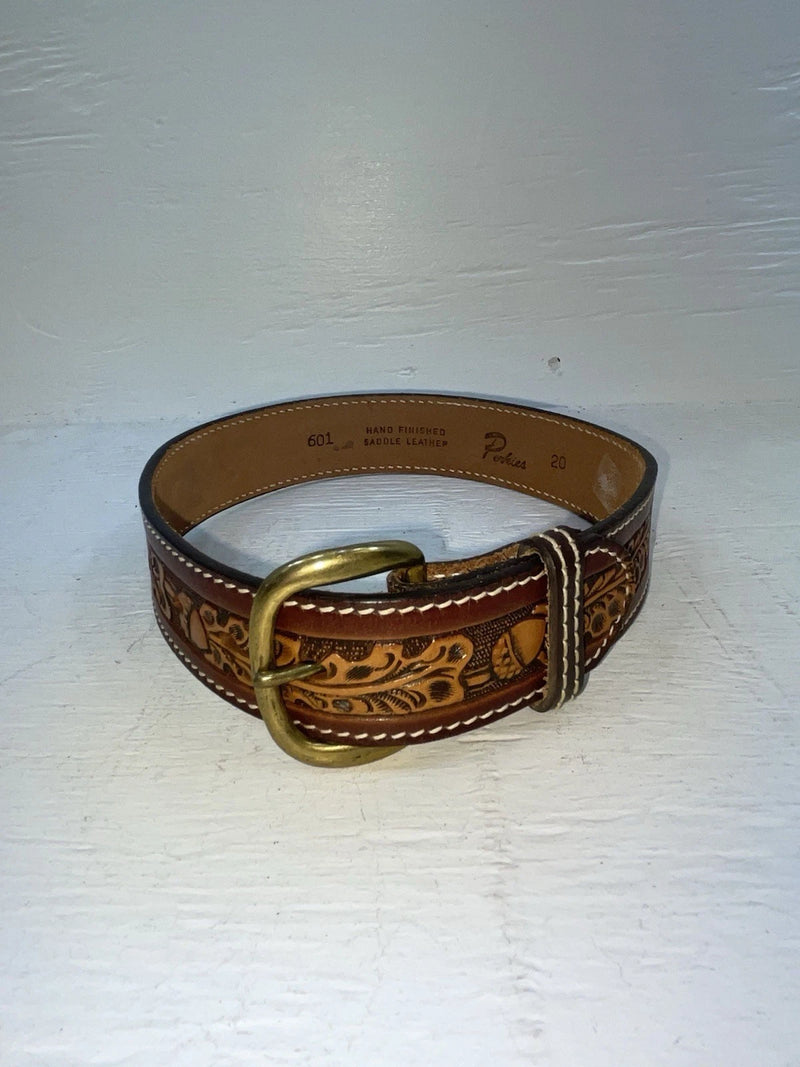 New Brown Genuine Leather Perkies Tooled 20” Belt #601 NN-68