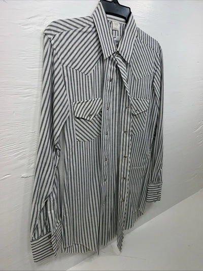 New Men’s Champion Western Striped Long Sleeve Pearl Snap 15.5 X 34 Medium B-94