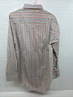 New Men’s Tem Tex Brown Stripe Long Sleeve Pearl Snap 16.5 X 33 Large V-24