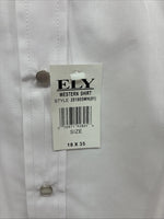 New Men’s ELY Cattleman White Western Long Sleeve Pearl Snap 18 X 35 2XL T-49