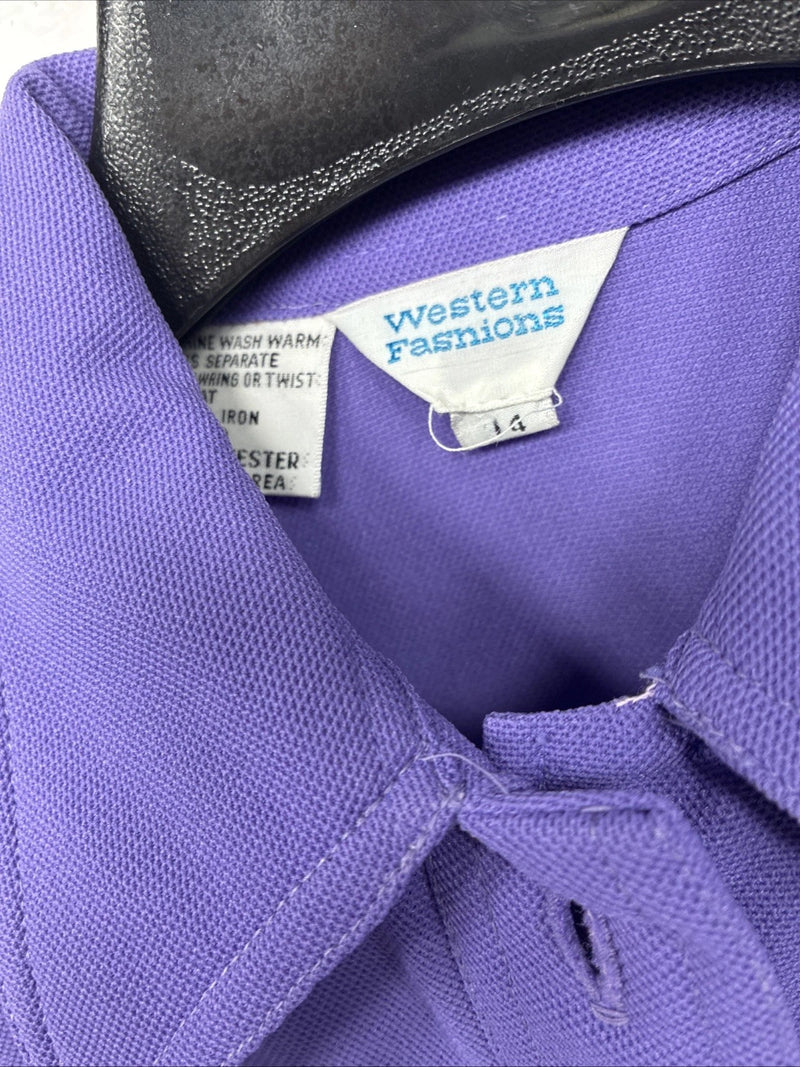 New Women’s Western Fashions Purple long Sleeve Button up Size 14 YY-14