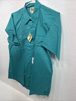 New Men’s ELY Cattleman Teal Western Short Sleeve Pearl Snap 16.5 Large T-52