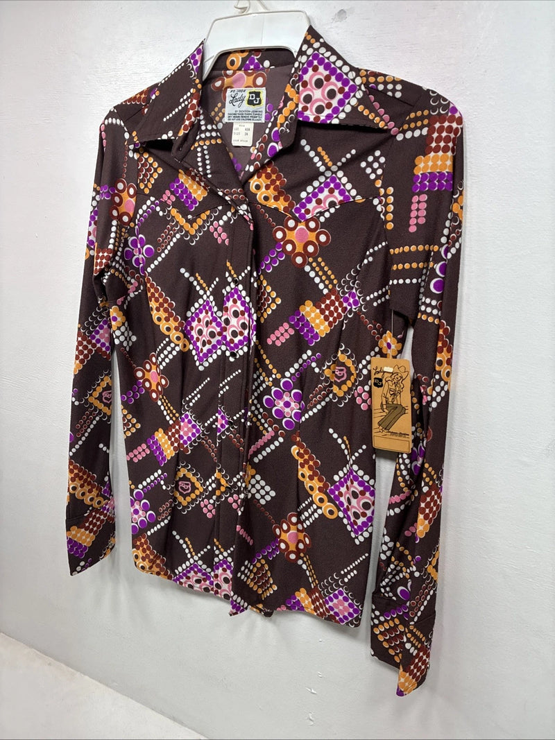 New Women’s Dickson Jenkins Multicolor Long Sleeve Pearl Snap Size 34 KK-87