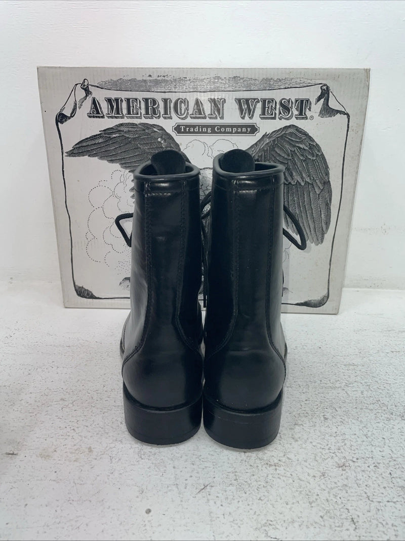 New Men’s Black Lace Up American West Cowboy Boots. 6991 9 E W. 3-60