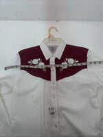 New Women’s ELY Cattleman White Red Flower Long Sleeve Button Up M #3802 3C-42