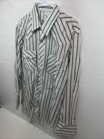 New Men’s Champion Western White Stripe Long Sleeve Pearl Snap 16.5 Large AA-58
