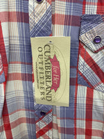 New Women’s Cumberland Pink Purple Plaid Long Sleeve Pearl Snap XL GG-60