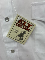 New Men’s ELY Cattleman White Western Long Sleeve Pearl Snap 18 X 35 2XL T-49