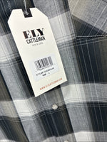 New Men’s ELY Cattleman Green Rose Plaid Long Sleeve Pearl Snap Large X-72