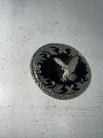 New Men Black Silver Oval Bird Belt Buckle. F-8