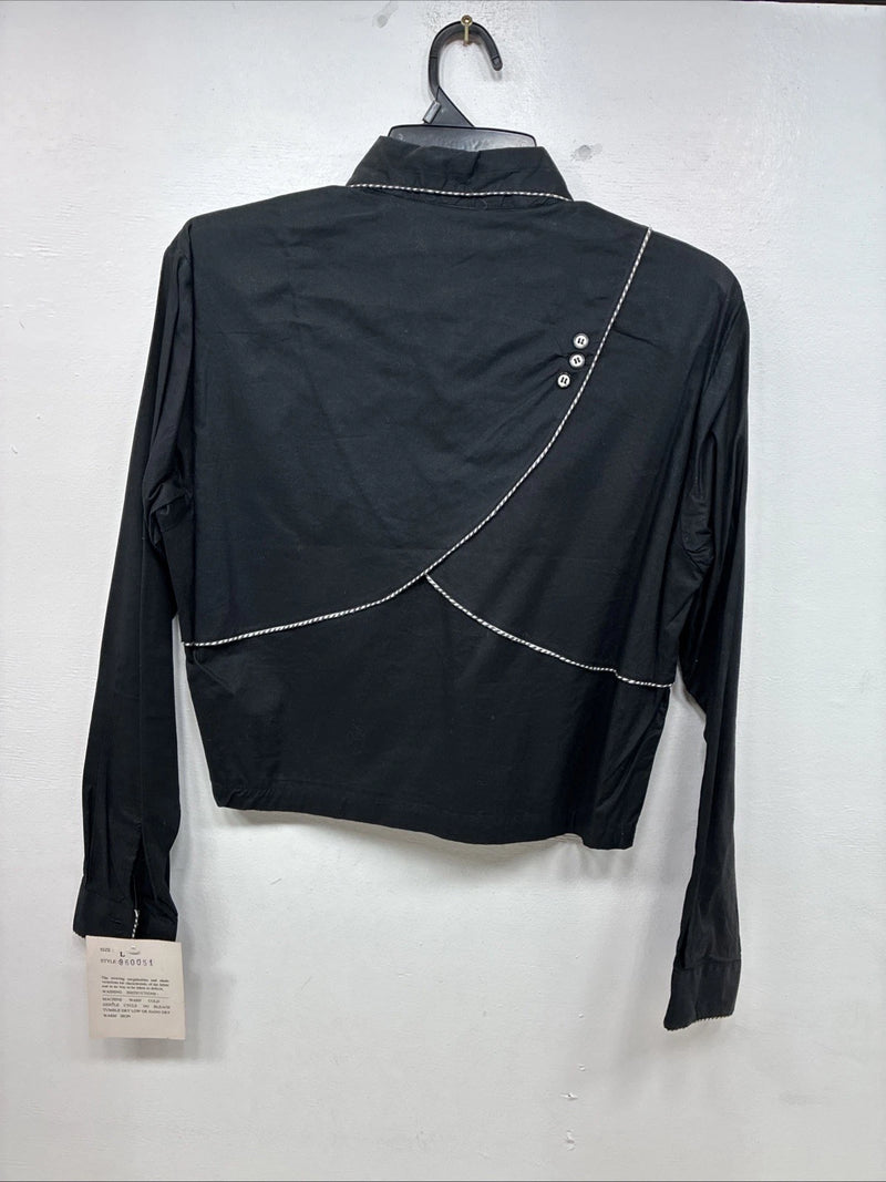 New Women’s Mine & Bills Black Design Long Sleeve Button Up Large MM-126