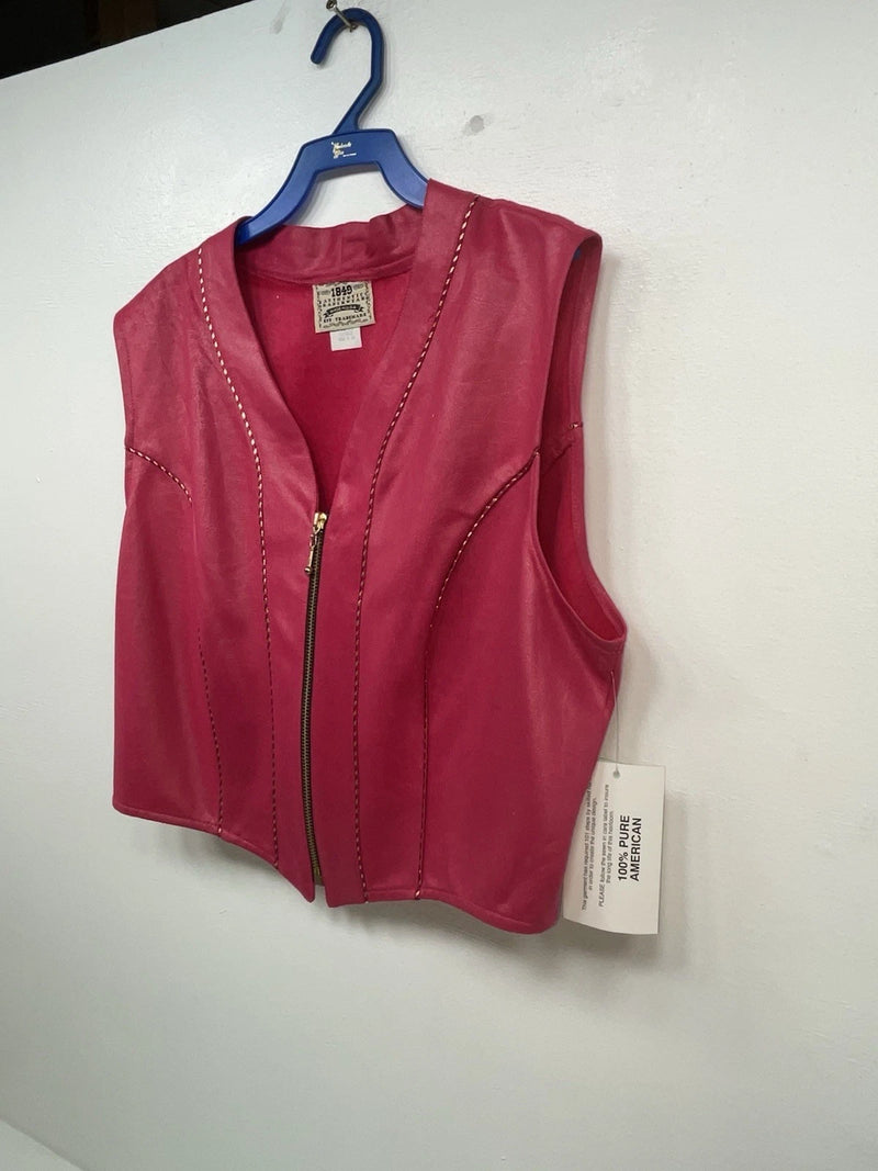 New Women’s Pink 1849 Cut Off Zip Up Vest S #77372 3B-64