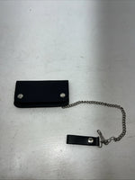 New Black Split Leather Chain Belt Wallet P-500