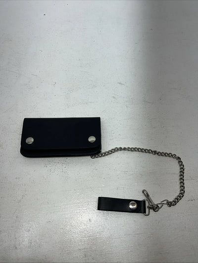 New Black Split Leather Chain Belt Wallet P-500