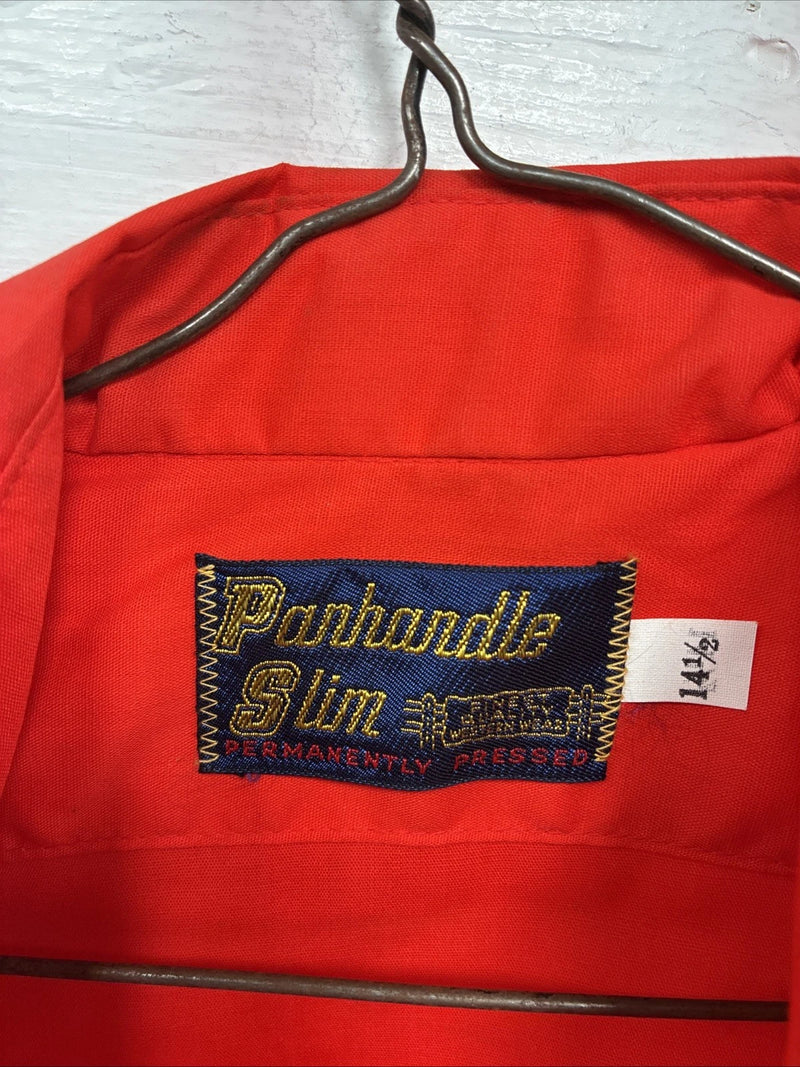 New Men’s Panhandle Slim Orange Short Sleeve Pearl Snap 14 Small O-75