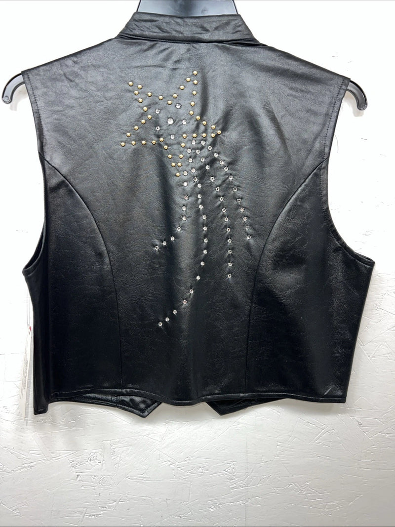 New Women’s 1849 Authentic Ranchwear Black Star Western Show Vest Large L-602