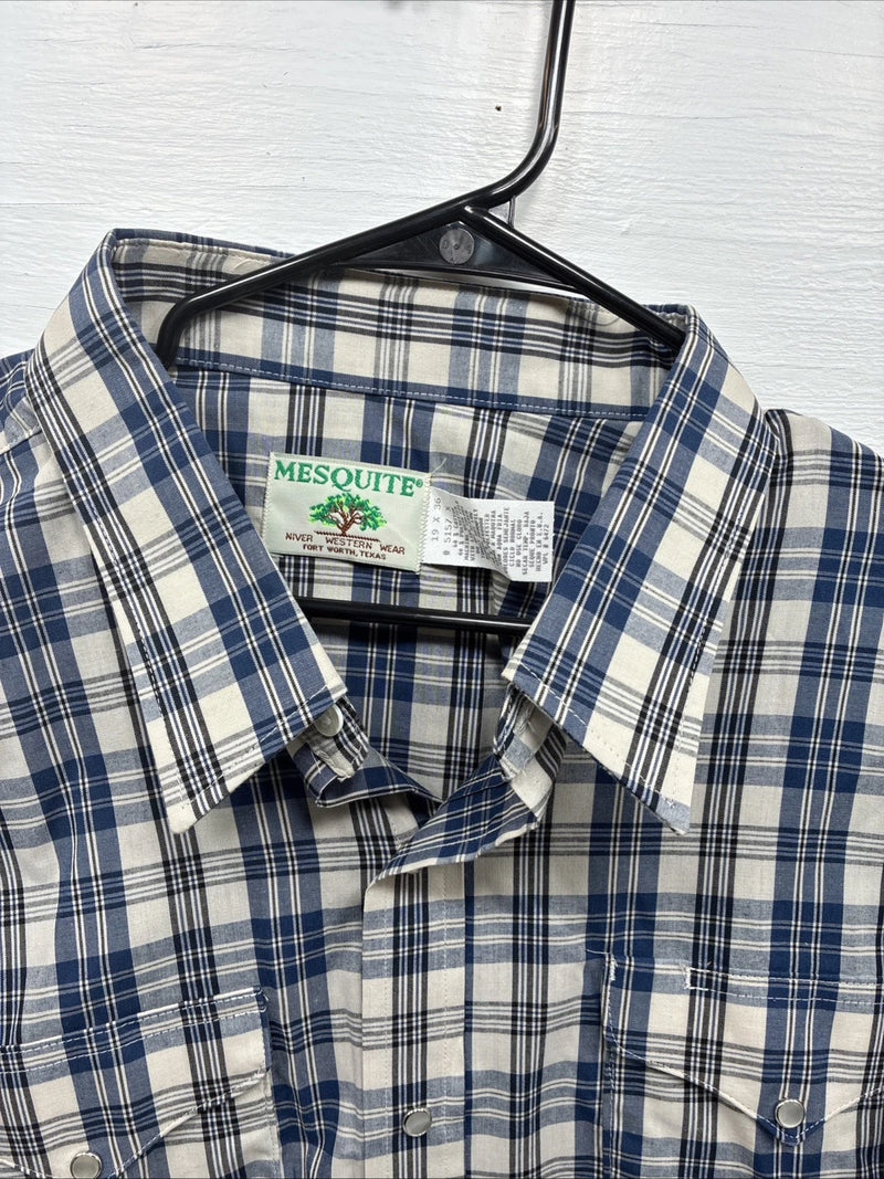 New Men’s Mesquite Blue Flannel Long Sleeve Pearl Snap 3XL E-52