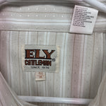 New Men’s ELY Cattleman Tan Stripe Long Sleeve Pearl Snap Medium J-97