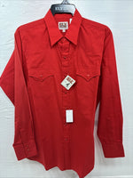 New Men’s ELY Cattleman Western Red Long Sleeve Pearl Snap 16.5 Large V-45