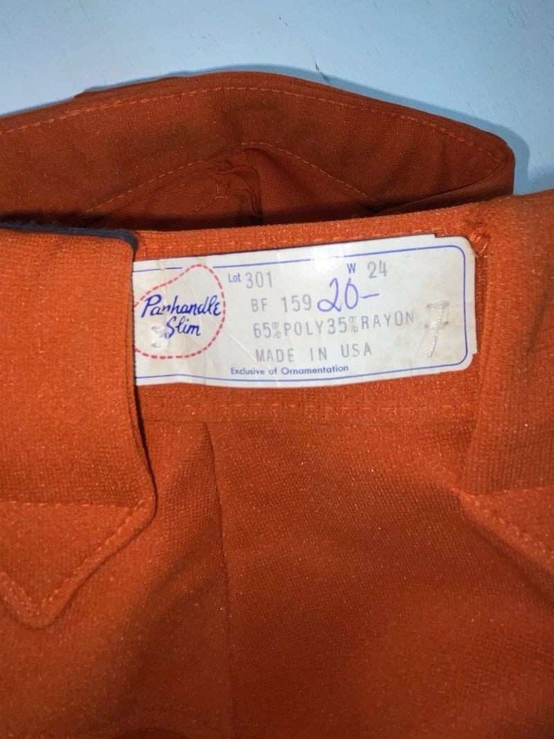 New Vintage Orange Panhandle Slim Polyester Pants #301 3A-65