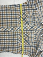 New Men’s Stockman Yellow Grey Plaid Long Sleeve Pearl Snap 14.5 Small X-37