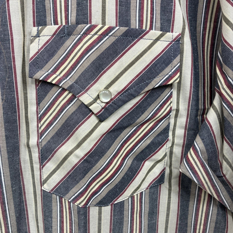 New Men’s ELY Cattleman Multiple Color Strip Short Sleeve Pearl Snap XL J-36