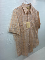 New Men’s ELY Cattleman Orange Plaid Short Sleeve Pearl Snap Large X-28